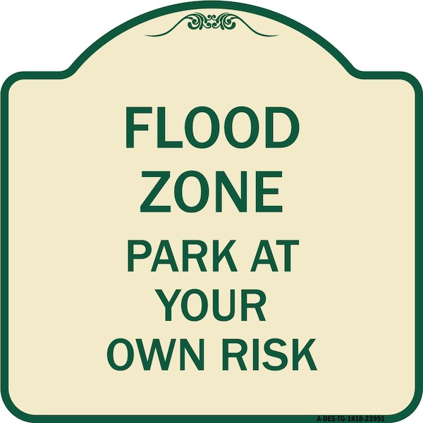 Designer Series Sign-Flood Zone, Tan & Green Heavy-Gauge Aluminum Sign, 18" x 18", TG-1818-23951